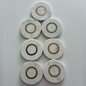 Serena & Lily Marble Coasters with Gold Inlay Set of 7